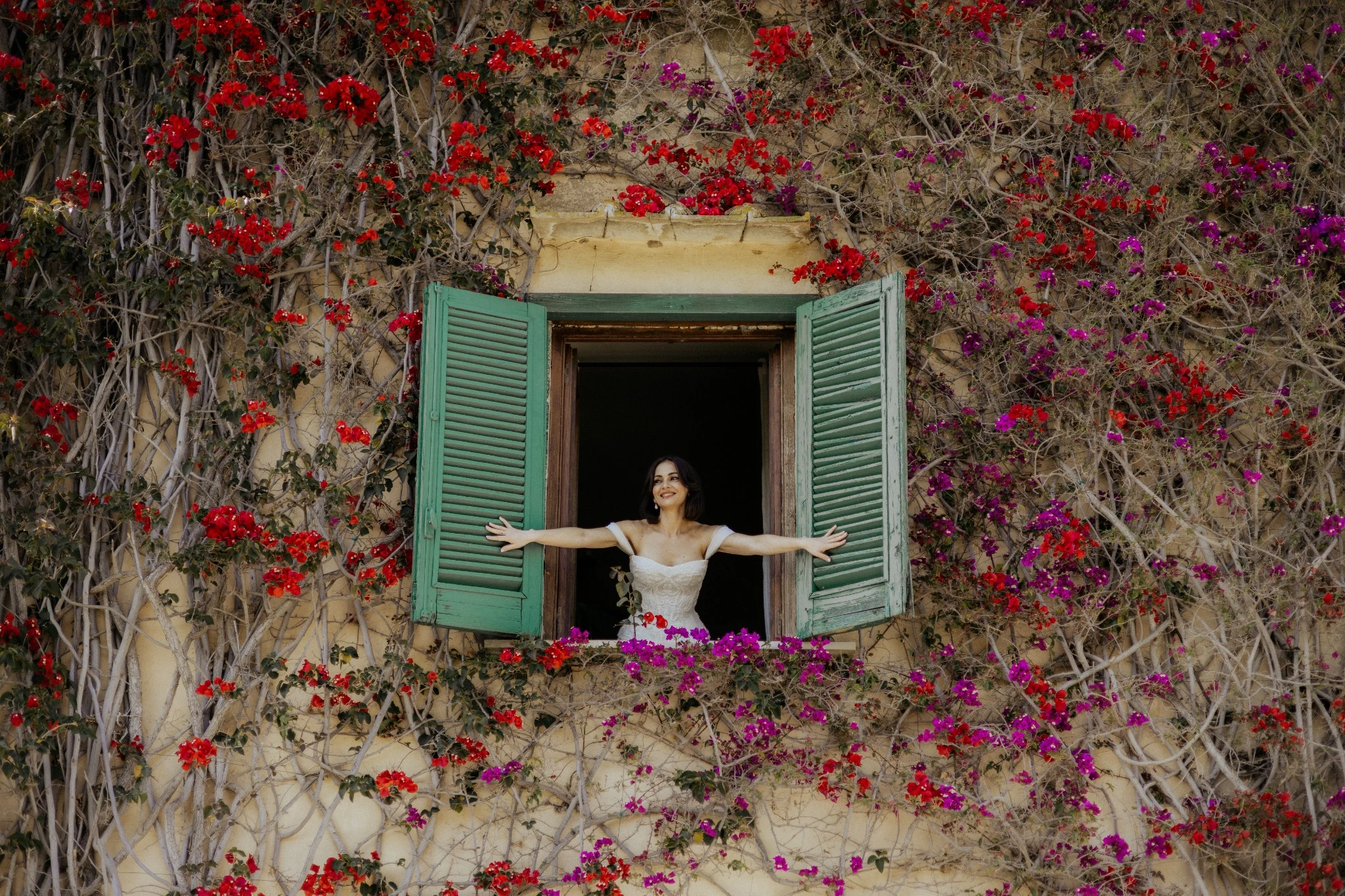 Conni alla finestra tra i fiori