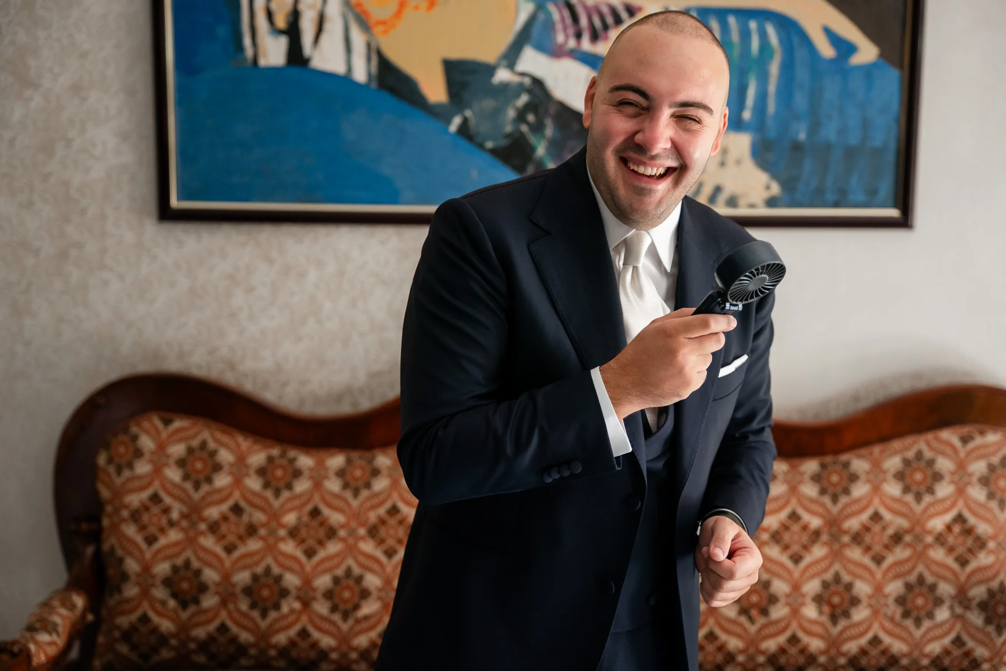 Il sorriso di Giuseppe prima della cerimonia